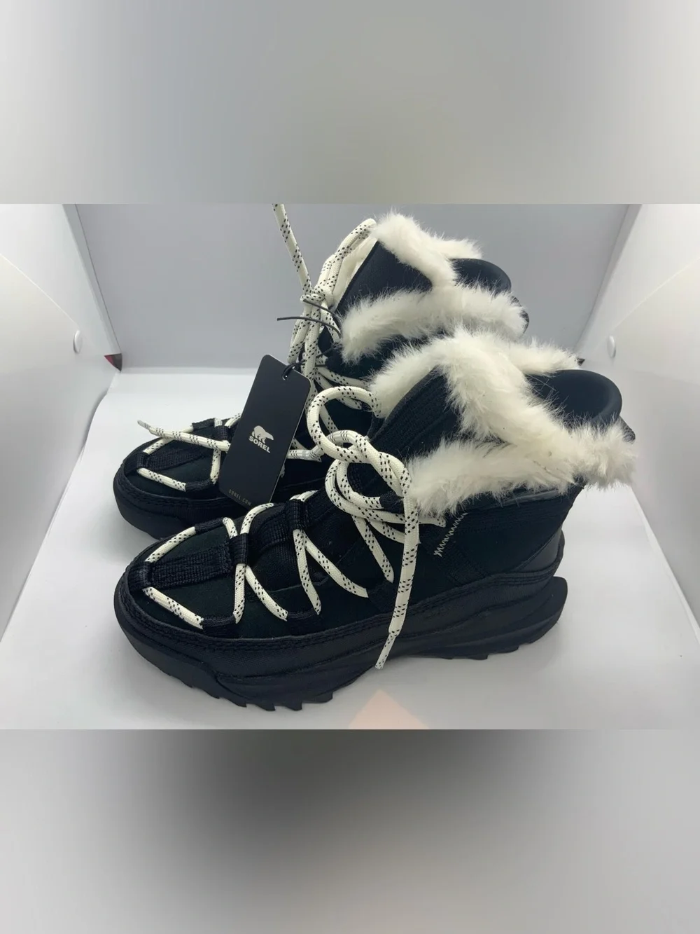 Sorel ONA RMX Glacy Plus WP waterproof fleece lined suede snow boots in black an
